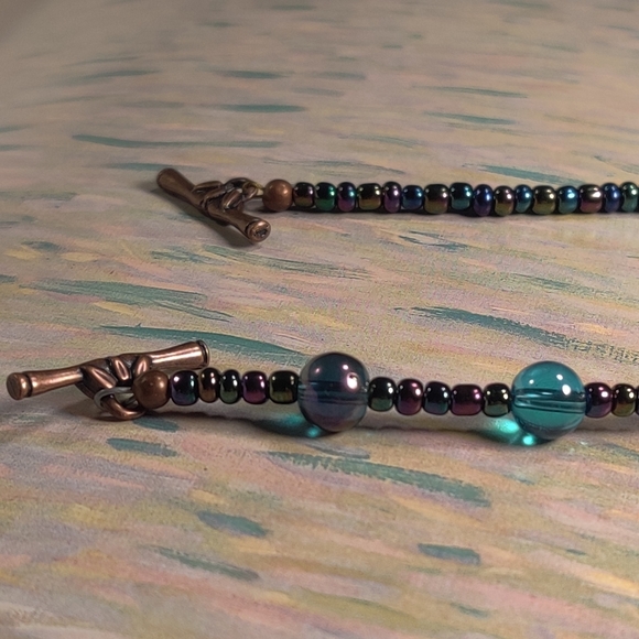 Blue Agate & Glass Beads Handmade Bracelet - Picture 5 of 13